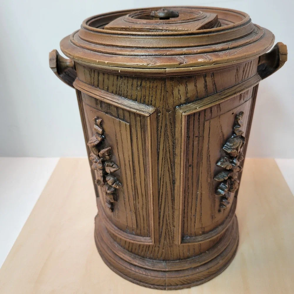 Vintage Owens Corning‎ Ice Bucket Faux Wood Barrel Style Insulated Container